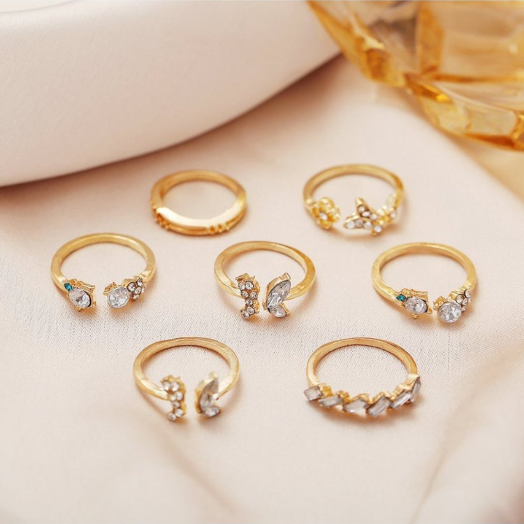 Flutter in Style , Adjustable Butterfly Rings – Set Of 7