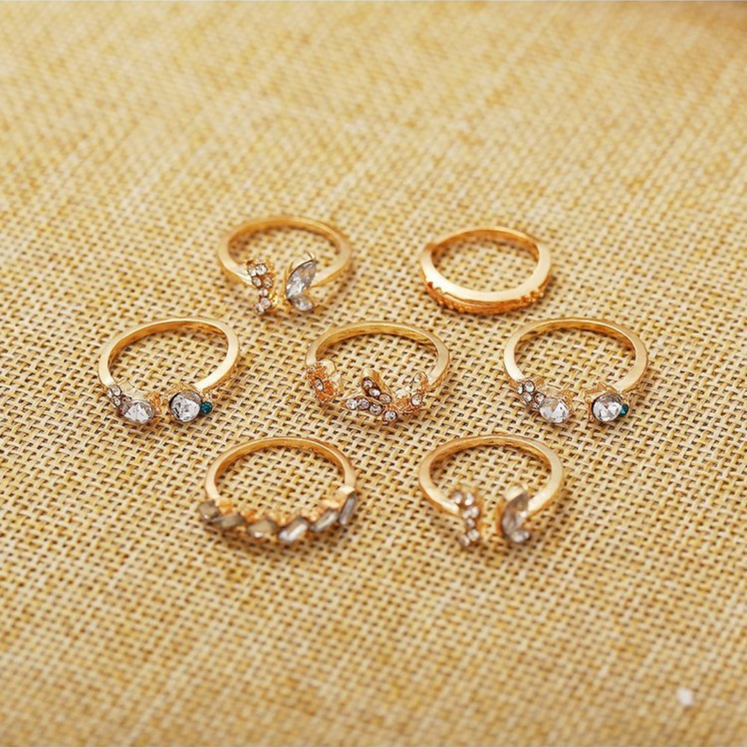 Flutter in Style , Adjustable Butterfly Rings – Set Of 7