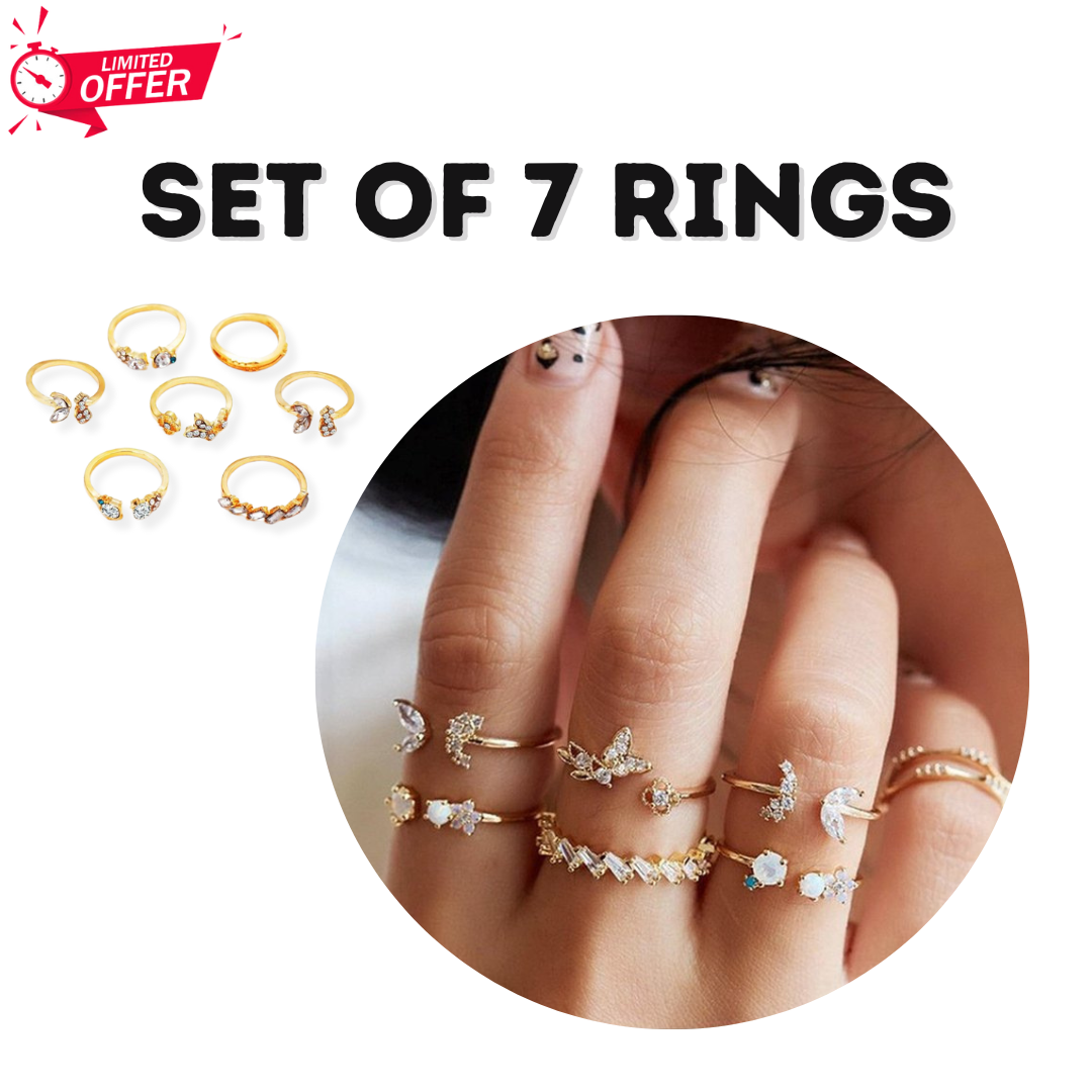 Flutter in Style , Adjustable Butterfly Rings – Set Of 7